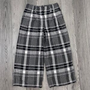 Anthropologie Ettitwa Luca Size 0 Wide Leg Texturted Academia Plaid Cropped Pant